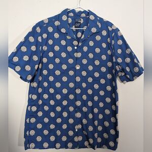 Gap stretch cotton shorts sleeve button shirt fun print summer